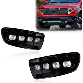 Switchback White Amber LED Front Fog Daytime Sequential Running Lamp Bumper Light LED Turn Signal Feature Compatible with Ford F150 2010-2014 SVT Raptor