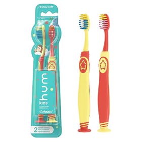 hum kids by Colgate Smart Manual Replacement Toothbrush Pack, Yellow & Coral - 2 Count
