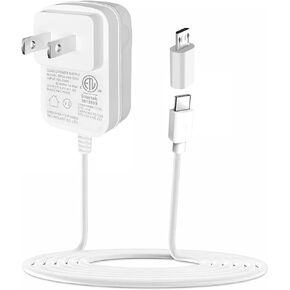 TKDY 5V 1.5A USB Type C and Micro USB Port Power Supply, 5 Volts Wall Charger Cable AC Adapter, fit for 5Vdc 300mA 400mA 500mA 600mA 700mA 800mA 900mA 1000mA 1500mA Devices.