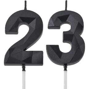 2 inch Gold 23 Birthday Candles, 3D Diamond Number 23rd Cake Topper for Boys Girls Birthday Party Decorations Theme Party