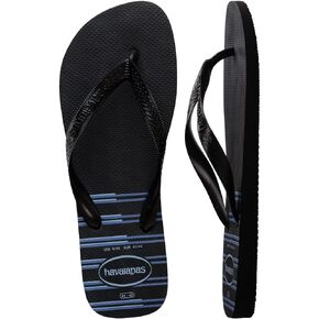 Havaianas Men Top Basic Flip Flops - Men's Summer Sandals - Black/Black/Blue, 11/12