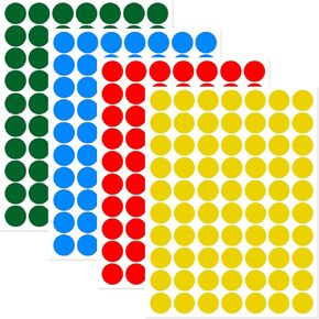 HUKONHEP 2800 PCS Dot Stickers, 3/4" Round Colored Dot Stickers Labels - 4 Assorted Colors, for Office, School, Moving, Home(Red, Blue, Yellow, Green)