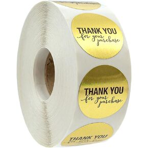 1.25" Round Gold Foil Thank You for Your Purchase Stickers / 1000 Thank You Labels Roll/Small Business Thanks Labels/Made in The USA