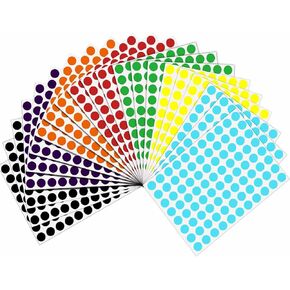 1470 Pack Color Coding Circle Dots Stickers 21 Sheets 3/4 Inch Round Dot Labels Stickers 19MM Colored Dots Sticker Removable 7 Assorted Colors Color Code Dots Green Red Yellow Blue Orange Purple Black