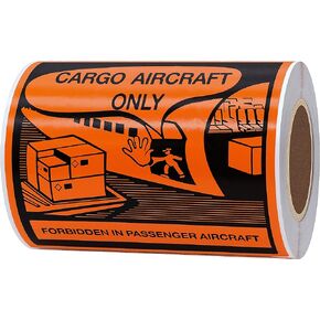 Hybsk Cargo Aircraft Only Warning Labels 4 x 4 Inch Total 100 Adhesive Stickers On a Roll