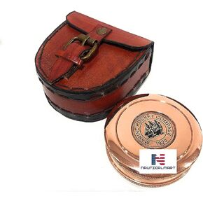 NauticalMart Robert Frost Brass Poem Compass - Copper Finish Pocket Pirate Compass