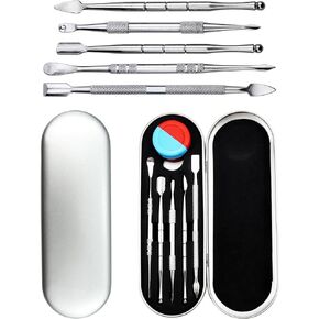 YETOOME 6 Pcs Wax Carving Tool Set with 5 ml Silicone Container and Portable Metal Case, Double-Ended Carving Tool Stainless Steel Wax Sculpting Tools for Wood, Wax, Clay, Pottery, Silver