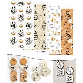 Puocaon Polymer Clay Transfer Paper - 20 Pcs Boho Moon Sun Face Transfer Paper for Polymer Clay, Mystic Celestial Water Transfer Paper for Polymer Clay, Boho Polymer Clay Transfer Sheets