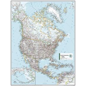 National Geographic Maps: North America Political Wall Map - Compact - 21.5 x 16.25 inches