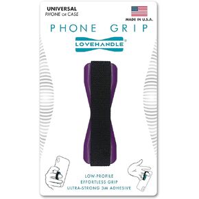 LOVEHANDLE Universal Grip for Most Smartphones, Mini-Tablets and Cases, Black Elastic Strap with Purple Base, LH01-Purple