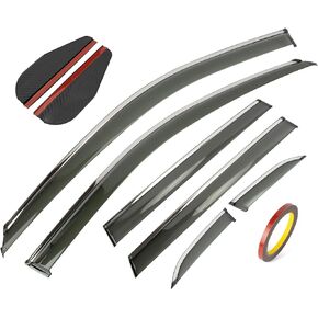 PSLER 6PCS Side Window Vent Visor Window Deflectors for Honda CRV CR-V 2023 2024 Car Tape-on Window Visor with Stainless Trim Compatible with CRV LX EX EX-L Sport Hybrid Touring Accessories