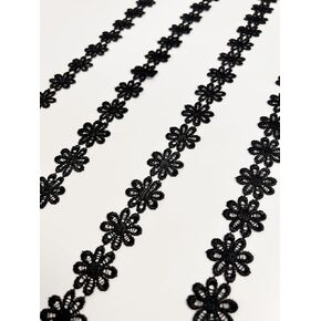 Black Lace Trim 7 Yards 1'' Floral Decorating Lace and Trims for Sewing Lace Ribbon Craft Supply