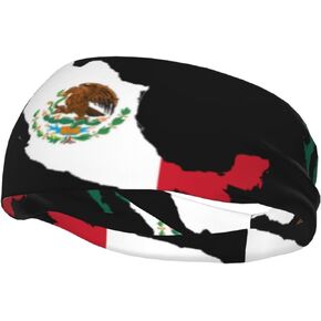 Mexico Flag Running Headbands for Men Women Mexican Sports Sweatbands for Basketball, Yoga, Workout Stretchy Hairband