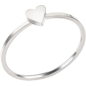 JINHUI Silver Rings for Women, Dainty Stacking Thin Love Heart Rings for Women Statement Friendship Engagement Band Rings Casual Ring