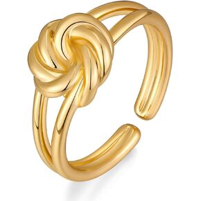 خواتم ذهبية للنساء والفتيات حلقات عقدة كلاسيكية هدايا خواتم مفتوحة وقابلة للتعديل in Kuwait