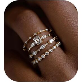 Stackable Gold Rings for Women Non Tarnish,Gold Wedding Bands for Women Stacking Thumb Ring Set Dainty Gold Plated Rings Promise Engagement Rings for Women Wedding Ring Set Gold Jewelry