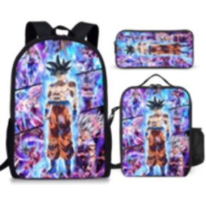 3PCS Anime Backpack Set for Boys & Girls Cartoon 17" Backpack with Lunch Bag and Pencil Case for Work/Picnic in Kuwait