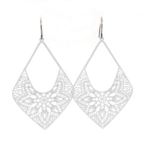 Lightweight Dangle Earrings, Handmade on Hypoallergenic Titanium Hooks, Diamond-Shape Lace Design, Perfect Fashion Statement for Sensitive Ears (Gold)