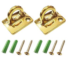2 Pcs Rope Stanchion Wall Plate Gold Pad Eye Plate U Hooks Crowd Control Stanchions Safety barriers Hanging Circle Hook for Shows Movie Hotels Theaters Velvet Stanchion VIP Rope Crowd Control