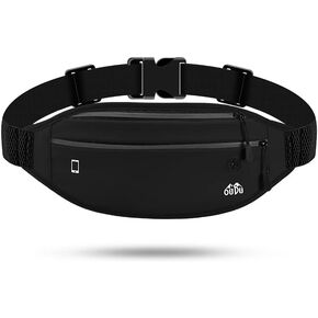 Fanny Packs for Women Men, Black Fanny Pack Running Belt, Small Running Fanny Packs, Money Belt Bag with Adjustable Strap, Waterproof Phone Holder, Waist Bag for Workout Jogging Hiking Dog Walking