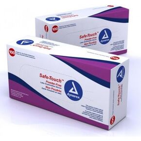 Dynarex Safe-Touch Powder-Free Latex Exam Gloves, Small, 100/Box