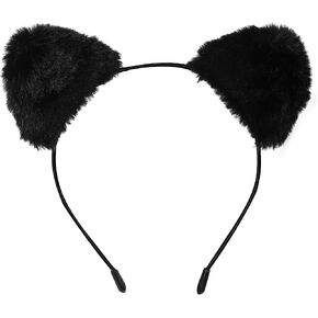 عصابة رأس Luwint Fluffy Cat Ears، إكسسوارات أزياء قطة سوداء لطيفة للبالغين in Kuwait