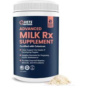 Vets Preferred Puppy Milk Replacement Formula - Dog Milk Replacer Powder Supplement for Pregnant, Lactating, Aging Dogs - Enriched with Colostrum - Nutritious Nursing Formula for Puppies - 12 Oz