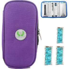 عبوة أنسولين مضادة للماء للسفر مع ثلاث عبوات ثلج مع مقياس درجة الحرارة (أرجواني) in Kuwait