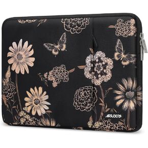 MOSISO Laptop Sleeve Compatible with MacBook Air/Pro, 13-13.3 inch Notebook, Compatible with MacBook Pro 14 inch M3 M2 M1 Chip Pro Max 2023-2021, Polyester Vertical Bag with Pocket, Vintage Floral