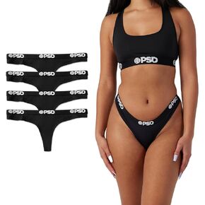 PSD Women's Blkmdl Sld Th 4Pk Bx Thong, Black, XL