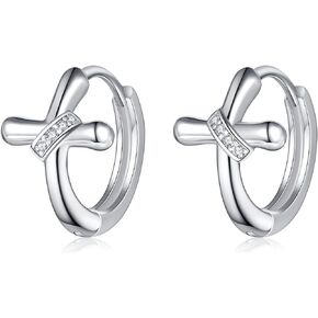 POPLYKE 925 Sterling Silver Cross Earrings, Cross Jewelry Gifts for Your Own Friends and Family