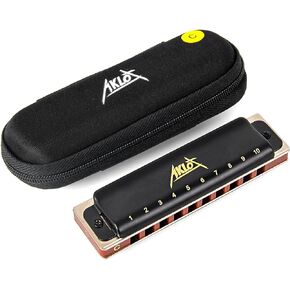 بلوز هارمونيكا، مجموعة هارمونيكا AKLOT ذات 10 فتحات للأطفال والكبار مفتاح A B C D E F G 7 درجات مع حافظة صلبة سوداء in Kuwait