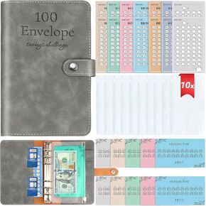 2 in 1 Money Saving Binder, A6 Budget Binder with Upgraded 24 Money Saving Trackers to Save $5050, 500, 1000, 10000 etc