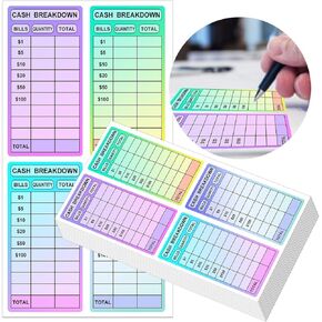 Cash Breakdown Teller Stickers 2 x 4 Inch Cash Tracker Memo Labels for Budget Planner Journey Bank Teller Cash Bill Accessory for budgeting Savings Challenge 100 Pcs