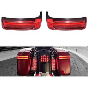 HDBUBALUS Motorcycle Saddlebag Tail Lights Run Brake LED Turn Signal Lamp Fit for Harley Touring Street Gilde Road Gilde Road King Electra Glide Ultra Limited 2014-2024 (Black Red)