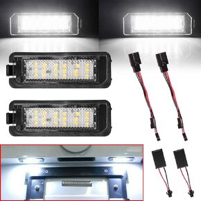 2 Pcs Xenon White LED License Plate Light Compatible with 2003-2010 Cayenne, 2004-2010 Touareg, 2001-2005 Passat, 2006-2009 Golf 5D, 2009-2014 Tiguan 1J5943021A