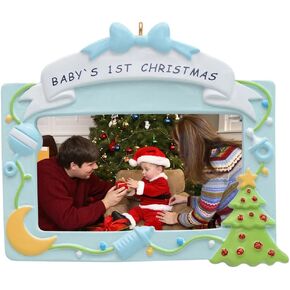 Baby Photo Frame Ornament, 2024 Baby's 1st Christmas Photo Frame Ornament, Personalized Photo Frame Ornament, Baby First Christmas Ornament Gift for Newborn Parents, New Baby, Newborn, Grandbaby - Red