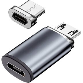 ANMONE 2 في 1 Micro USB (أنثى) إلى Micro USB/USB C (ذكر) محول مغناطيسي شحن سريع OTG محول أطراف مغناطيسية موصل لأجهزة Android الذكية والكمبيوتر اللوحي وماوس لاسلكي وسماعة أذن كابل الشاحن in Kuwait