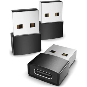 USB to USB C Adapter, 3 Pack USB Type C Female to USB A Male Adapter Charger Converter Compatible with iPhone 15/14/13/12 Pro Max iPad Air 6 Apple Watch Series 9/8/7 AirPods 3 Samsung Galaxy etc-Black