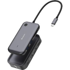 Verbatim Share My Screen Video Extender 4K USB-C Wireless HDMI Transmitter and Receiver Display Adapter with USB Hub and Card Reader