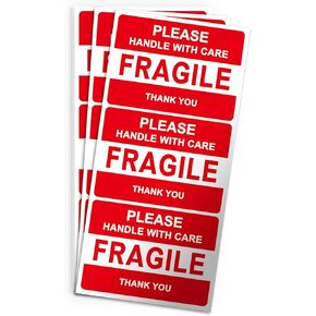 Fragile Stickers, Vinyl Laminated, for Shipping Packing, Weather Resistant UV Protected, Removable, 50 Labels (2.5x3.5 inch)