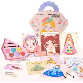 MiDeer 4-in-1 Dress Up Game Set,Princess Fantasy Makeup,Fantasy Dress-Up Kit,Cosmetics and Fashion Fun,Creative Role-Playing Adventure,Glamorous Makeup Ensemble,Princess Costume Accessories