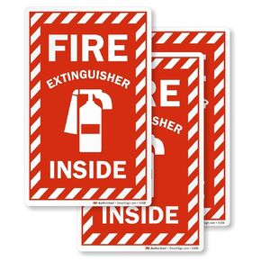 SmartSign Fire Extinguisher Inside Label | 4" x 6" Engineer Grade Reflective, Pack of 3