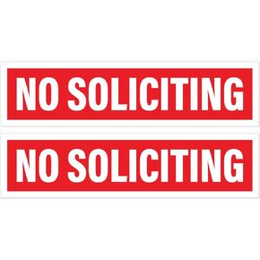 No Soliciting Stickers, Red, 2" x 8" (Pack of 2)
