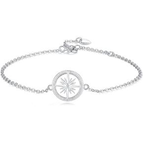 GAVU Compass Bracelet for Women 925 Sterling Silver Adjustable,Graduation Gift for Her, Anniversary Jewelry/Birthday/Mother's Day Gift for Her