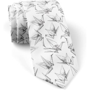 ( Origami Paper Cranes Sketch ) Fashion Novelty Necktie, Conversation Neckwear Ties Great for Party and Events