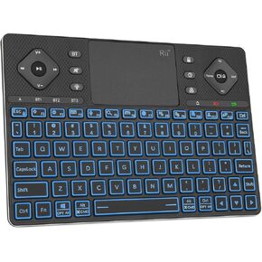 Rii Bluetooth Keyboard K16,Wireless Keyboard with Big Touch Pad, Rechargeable Keyboard with RGB Backlit,Multi-Device Compact Wireless Keyboard for iPad,Tablet,PC,Laptop,Windows,Android