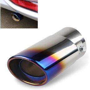 1 PC Car Stainless Steel 5.5" Exhaust Tip, 3.3" Outlet to 2.4" Inlet High Temperature Resistant Crimped Exhaust Muffler, Bolt-on Chrome Finish Tailpipe, Universal for Car (Black #Straight)
