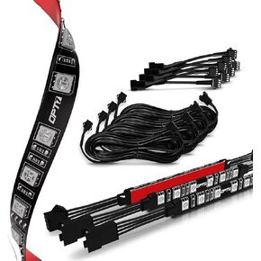 OPT7 4pc Aura LED Expansion Pack - 4" Single Row Light Strips with Splitters and Extensions for Motorcycle, Cruiser, Golf Cart, ATV Lighting Kit