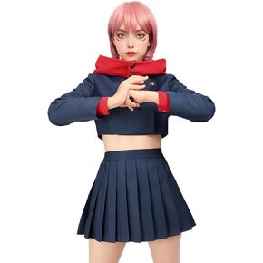 DAZCOS Itadori Cosplay Women US Size Costume Hoodie jacket Pleated Skirt Uniform